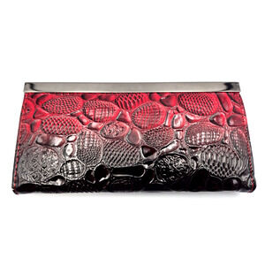 Lumix Black Red Faux Leather Clutch Purse NEW 7X3"